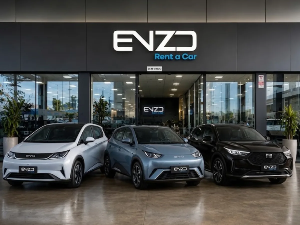 Elétricos e híbridos da frota Enzo Rent a Car na loja em Brasília