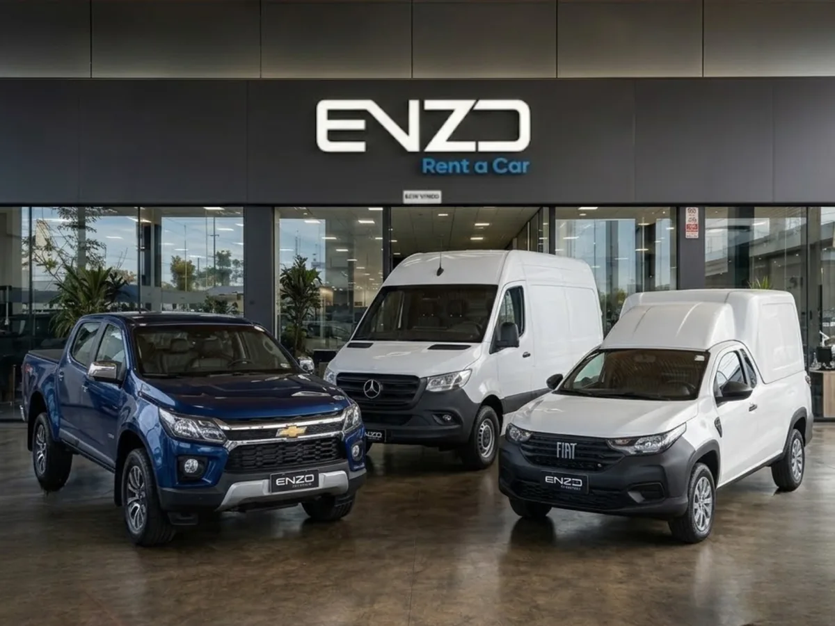 Utilitários e vans da frota Enzo Rent a Car na loja em Brasília